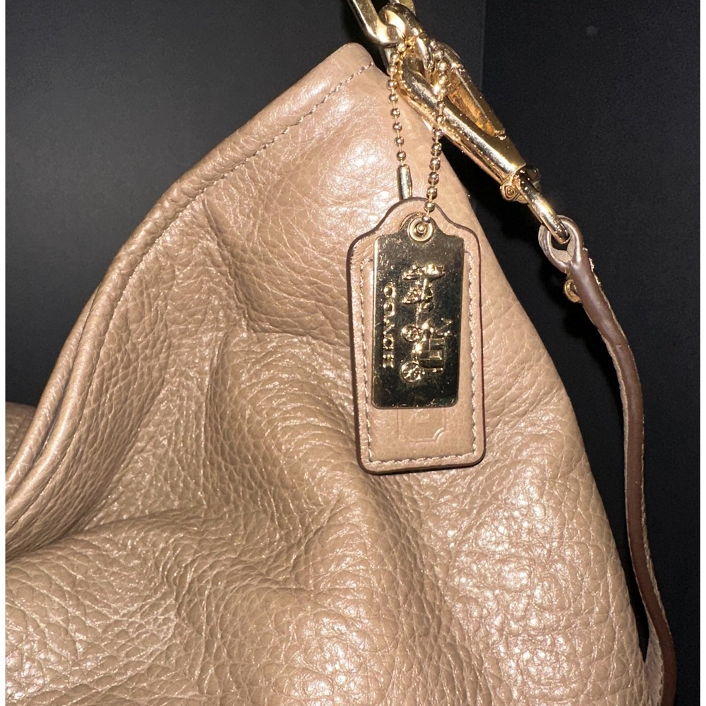 Coach Hobo Bag Womens Large Taupe Pebble Leather Crossbody 27858 - Picture 13 of 16